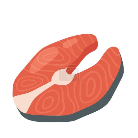 Illustration for Raw salmon steak. Fish filet, seafood menu, healthy protein food vector illustration - Royalty Free Image