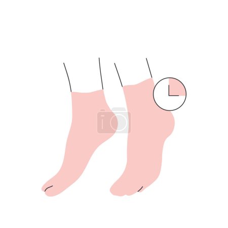 Ilustración de Calcetines peeling efecto de tratamiento. Cuidado de la piel del spa del pie, bienestar belleza pedicura línea vector ilustración - Imagen libre de derechos