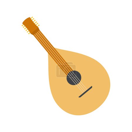 Téléchargez les illustrations : Mandoline italienne en bois. Illustration vectorielle de dessin animé instrument de musique italien traditionnel - en licence libre de droit