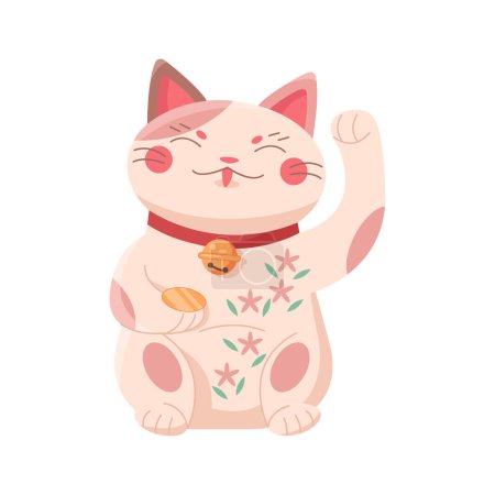 Illustration for Japanese lucky cat statue. Asian symbol of fortune and prosperity cartoon vector illustration - Royalty Free Image