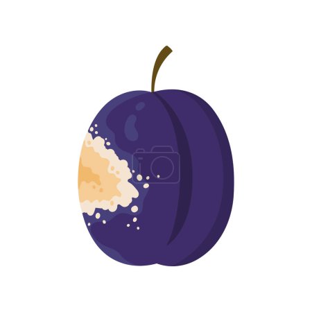 Illustration for Old rotten plum fruit. Bad old unhealthy food, moldy expired product, organic garbage cartoon vector illustration - Royalty Free Image