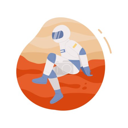 Ilustración de Astronauta en el planeta Marte. Investigación del sistema solar, astronomía descubrir ilustración vectorial de dibujos animados - Imagen libre de derechos