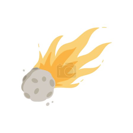 Ilustración de Meteorito de llama cayendo. Cosmos asteroide volador, cosmos descubriendo ilustración vectorial de dibujos animados - Imagen libre de derechos