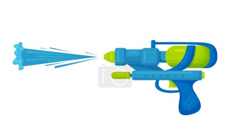 Pistolet à eau en plastique. Arme d'eau d'été, illustration vectorielle de dessin animé jouet pistolet