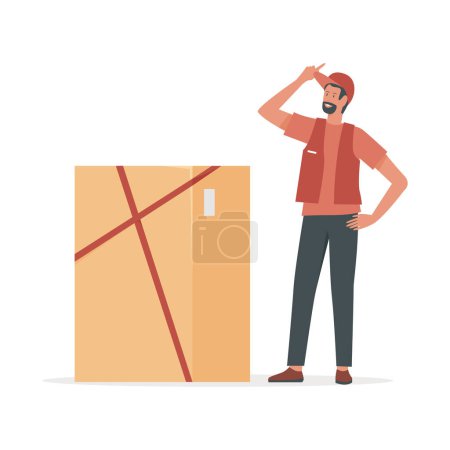 Courier man with box order package. Delivery man, express delivery service cartoon vector illustration