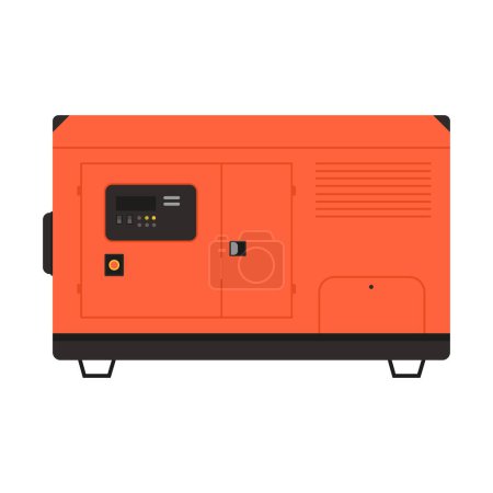Electric power generator device. Portable gasoline generator, industrial power generator cartoon vector illustration
