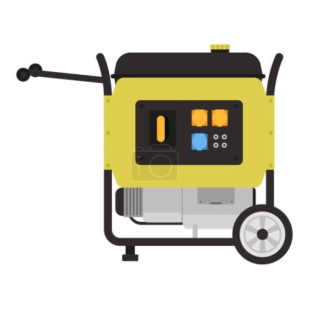 Illustration for Electric generator alternator. Portable gasoline generator, industrial power generator cartoon vector illustration - Royalty Free Image