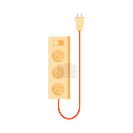 Illustration for Electricity extension cord. Electrician tools, electrician supplies flat vector illustration - Royalty Free Image