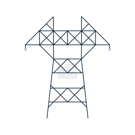 Illustration for Electric power pylon. Electrician tools, electrician supplies flat vector illustration - Royalty Free Image