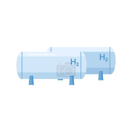 Almacenamiento de combustible de hidrógeno. Proceso de producción de hidrógeno, recursos naturales ecológicos ilustración vectorial de dibujos animados