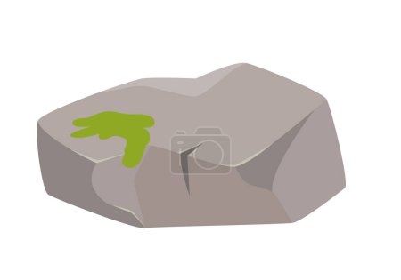 Illustration for Rock boulder with smooth stone texture and growing green moss vector illustration - Royalty Free Image