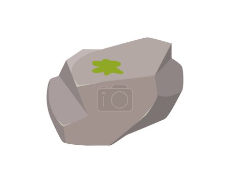 Mousse verte sur pierre grise, rocher mousseux naturel d'illustration vectorielle de forêt