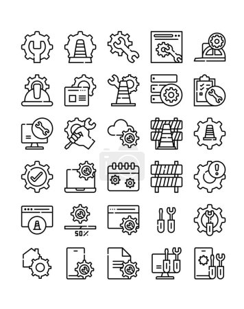 maintenance simple line icon pack vector illustration