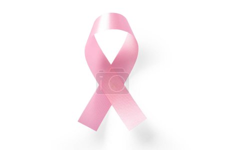 Photo for Pink ribbon isolated on white background, breast cancer awareness month - Royalty Free Image