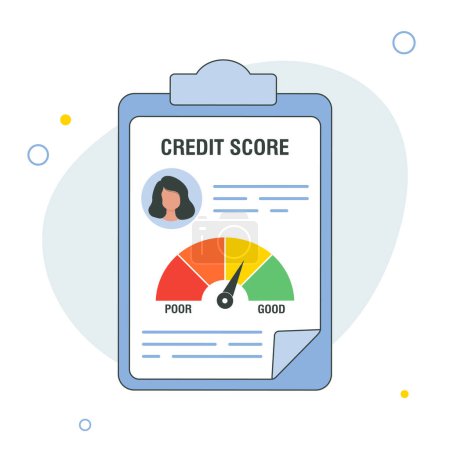 Credit report document concept. Personal credit score information. Vector illustration in flat style
