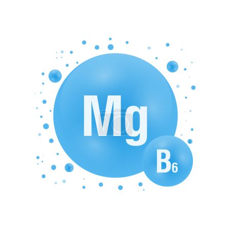 Mineralien Magnesium Mg und Vitamin B6. Medizinisches Gesundheitskonzept. Vektorflache Illustration