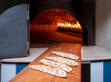 lahmacun baked in the oven, close up