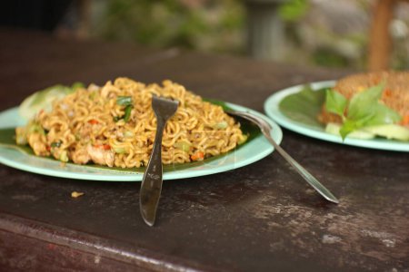 Photo for Asian special fried noodles with sweet and savory taste. - Royalty Free Image