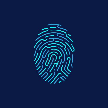 Illustration for Concept of cyber security or biometrics, an editable path graphic of fingerprint combined with maze - Royalty Free Image