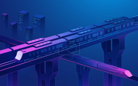 Illustration for Concept of urban transportation or travel technology, graphic vivid sky train - Royalty Free Image