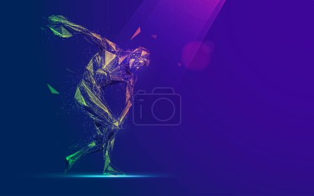 Illustration for Graphic of Discobolus presented in polygonal futuristic style - Royalty Free Image