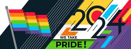 Téléchargez les illustrations : Bannière drapeau LGBT avec design abstrait moderne. Drapeau arc-en-ciel coloré LGBT pride awareness campaign. On fait le défilé de la Fierté. Lesbiennes, gays, bisexuels, transgenres, amour queer. Vecteur - en licence libre de droit