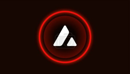 Téléchargez les illustrations : Logo Avalanche avec crypto monnaie thème cercle noir fond rouge design. Bannière couleur néon moderne pour icône de jeton AVAX. Avalanche Crypto-monnaie Blockchain concept de technologie. - en licence libre de droit