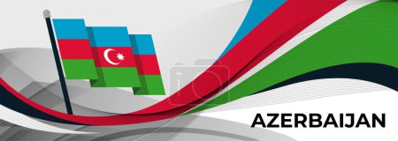 Illustration for Azerbaijan flag design. Azerbaijan national day banner with geometric abstract blue, red, green design. - Royalty Free Image