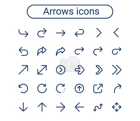 Illustration for Vector Arrows Icon Set. Mini arrow outline icons set. editable stroke. 24 px. - Royalty Free Image