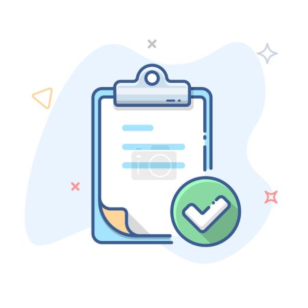 Illustration for Order placed, confirmed transaction  vector icon. Checklist and check mark. Accepted order outline illustration. - Royalty Free Image