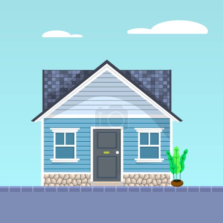 Illustration for House flat vector icon. Home with vinyl siding panel and asphalt shingles. - Royalty Free Image