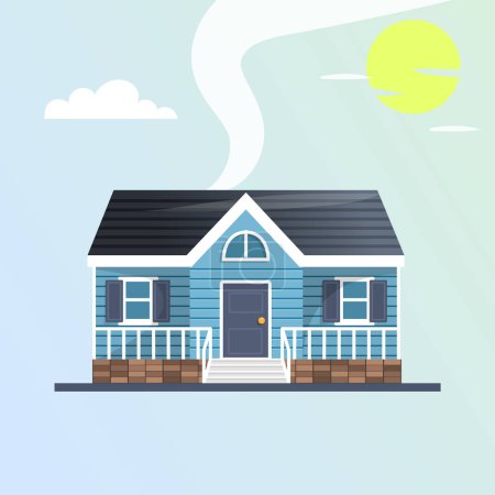 House with front porch vector illustration. Farmhouse vector icon.