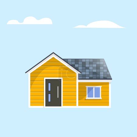 Téléchargez les illustrations : House flat vector icon. Home with vinyl siding panel and asphalt shingles vector illustration. - en licence libre de droit