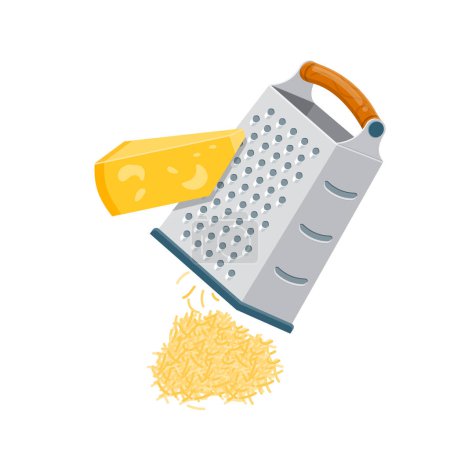 Illustration for Box grater vector flat icon. Grated parmesan cheese flat illustration. - Royalty Free Image