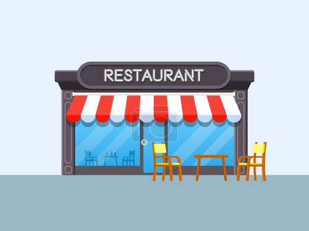 Ilustración de Fachada de restaurante vector plano ilustración. - Imagen libre de derechos