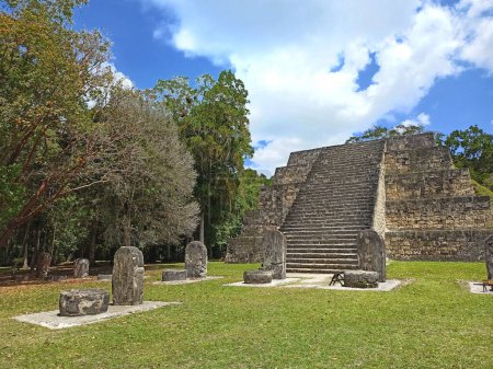 Photo for Majestic Temple: Stelae-Adorned Splendor in Tikal, Guatemala - Royalty Free Image