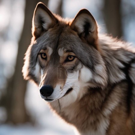 Téléchargez les photos : Loup rouge sur fond de forêt isolé - en image libre de droit