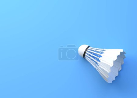 Photo for Shuttlecock on blue background. 3d rendering illustration - Royalty Free Image