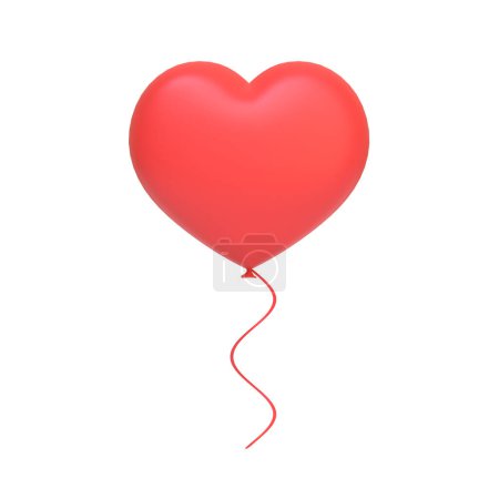 Téléchargez les photos : Ballon rouge en forme de coeur isolé sur fond blanc. Illustration de rendu 3D - en image libre de droit