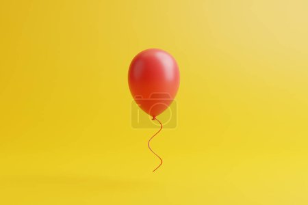 Téléchargez les photos : Un ballon rouge sur fond jaune. Illustration de rendu 3D - en image libre de droit