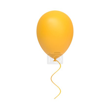 Gelber Luftballon isoliert auf weißem Hintergrund. 3D-Darstellung