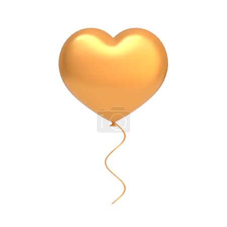 Foto de Globo dorado en forma de corazón aislado sobre fondo blanco. ilustración de renderizado 3d - Imagen libre de derechos
