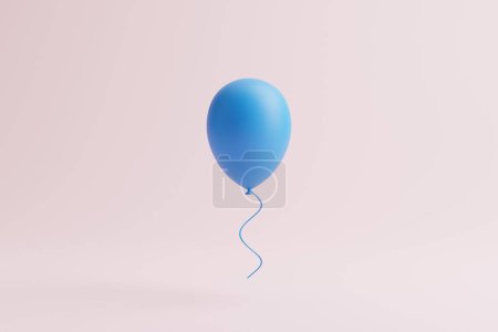 Photo for One blue balloon on a pastel pink background. 3d render illustration - Royalty Free Image