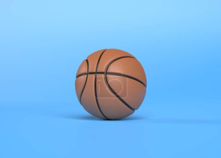 Téléchargez les photos : Basket orange sur fond bleu vif avec espace de copie. Concept sportif créatif minimal. 3d rendu illustration 3d - en image libre de droit