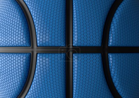 Téléchargez les photos : Basketball bleu avec fond noir de conception de ligne. Texture basket-ball. Surface des points. Illustration 3D. rendu 3D de haute qualité. - en image libre de droit