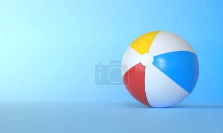 Photo for Beach ball on blue background.  Summer vacation concept. Minimalism concept. 3D Rendering, 3D Illustration - Royalty Free Image