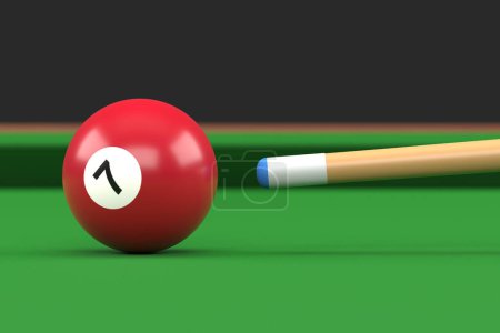 Photo for Close-up of billiard ball number seven brown color on billiard table, snooker aim the cue ball. Realistic glossy billiard ball. 3d rendering 3d illustration - Royalty Free Image
