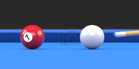 Photo for Close-up of billiard ball number seven brown color on billiard table, snooker aim the cue ball. Realistic glossy billiard ball. 3d rendering 3d illustration - Royalty Free Image