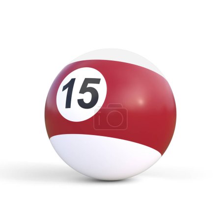 Photo for Billiard ball number fifteen in brown and white color, isolated on white background. Realistic glossy billiard ball. 3d rendering 3d illustration - Royalty Free Image
