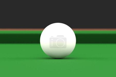 Photo for Billiard ball in white color on billiard table. Realistic glossy billiard ball. 3d rendering 3d illustration - Royalty Free Image